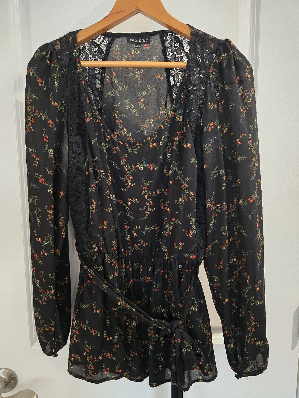 Plus Sized Black And Floral Blouse